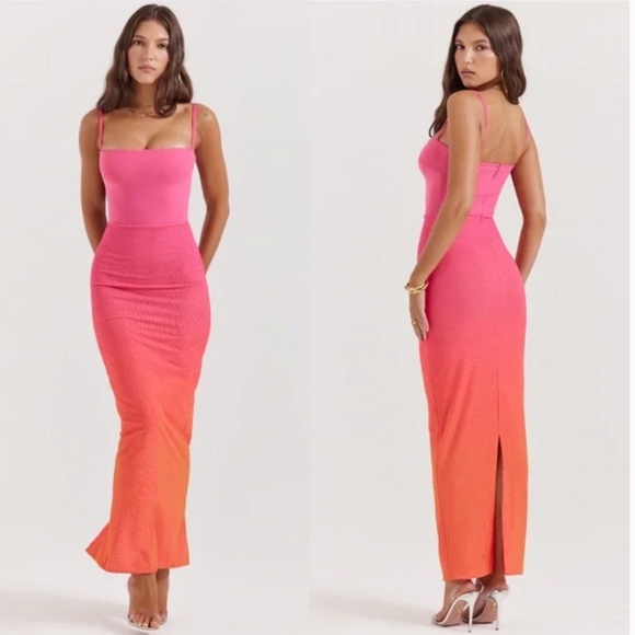 House of‎ CB 'Calista' Ombre Flame Maxi NWOT size XS - Picture 3 of 9